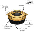 Premium Quality Elegant Design Black Gold Food Warmer Hot Pot, High Quality Insulated Material Keeps Food Fresh and warm upto 6 Hours, Available in 3 Different Sizes - Black Gold. 