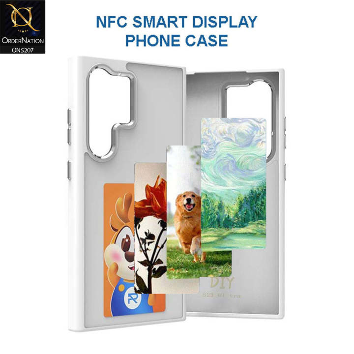 Samsung_ Galaxy S24 Ultra Cover - White - New Tecno_logy Four-Color E-ink Screen NFC DIY Phone Case