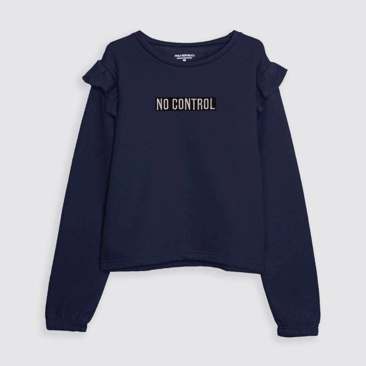 ELO - Polo Republica Women's Frill No Control Embroidered Fleece Sweatshirt
