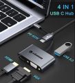 TYPE C to HDMI Adapter, TYPE C to VGA Adapter, 4-In-1 HUB, TYPE C to 4k 1080P HDMI/VGA/USB 3.0/PD100w Charging Multiport Hub Adapter For Nintendo Switch/Macbook Pro/Air/Ipad Pro/Dell Xps/Monitors/Samsung. 