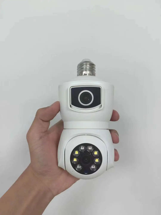 4MP V380pro/Yoosee/iCam365 APP Dual Lens E27 Lamp Head Socket Full Color Wireless PTZ IP Dome Camera Security CCTV Baby Monitor