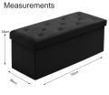 Foldable Black Velvet Ottoman Storage Benches Folding Stool Soft Cushion Footrest Toy Storage Box Seat for Living Room Poof Foot Stool,38x76cm. 