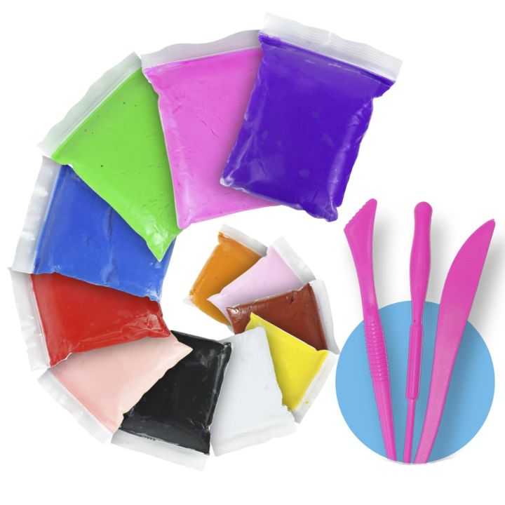 Pack of 12 Color Super Light Clay Air Dry Polymer Modelling Clay With 3 Tools,Kids Art Crafts Best Gift, clay for kids ,Bright and Fun Foam Clay Dough - 12 Color Pack,Creative Art DIY Crafts, Gift for Kids