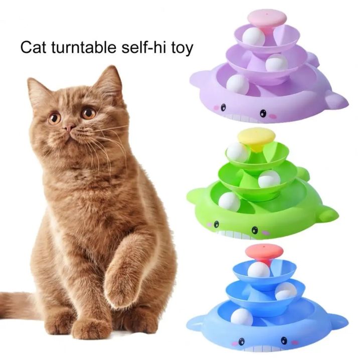 Cat Tower Toy Interactive Toys For Cat Three Tier Turntable Cat Track Tower Funny Cat Toy