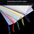 Zipper closure Zip file folders  A4 size Mesh material Mesh zipper pouch Waterproof Pencil eraser case Document bag for School students Office workers Cosmetics storage Travel organization Stationery. 