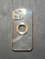 iPhone 13 Pro Max - Chrome Plated Silicone Back Cover with Camera Protection - Clear Back Case with Logo Hole. 