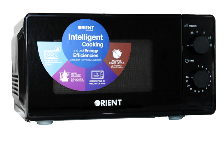 Orient Puff 20 M Solo Black Microwave Oven 20 Liters Intelligent Cooking and Multiple Levels 1 Year Warranty