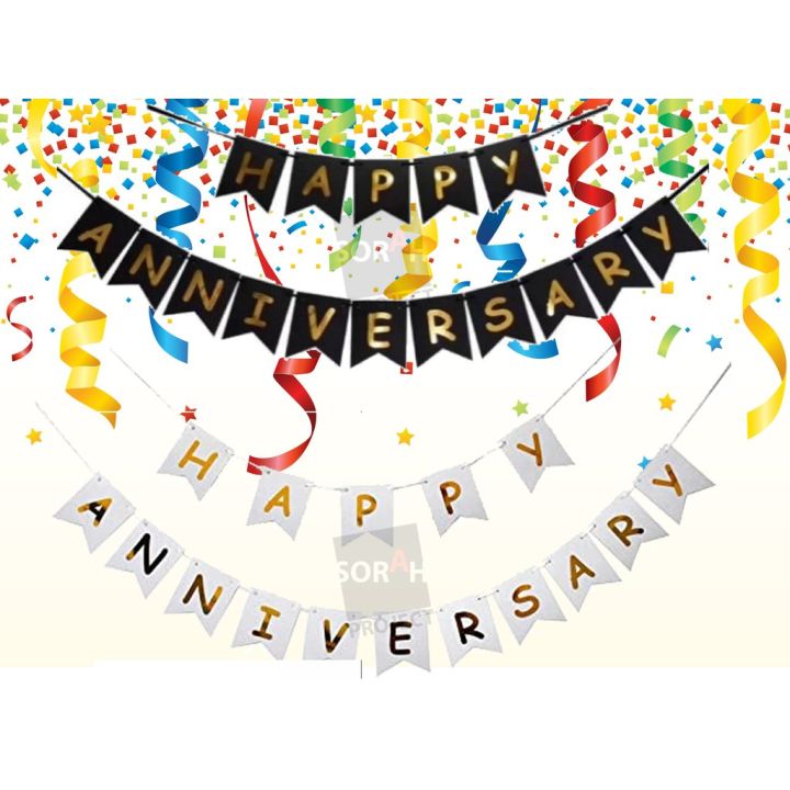Happy Anniversary Banner - Anniversary Decoration Items for Wedding Marriage Party Event Celebration and Decoration