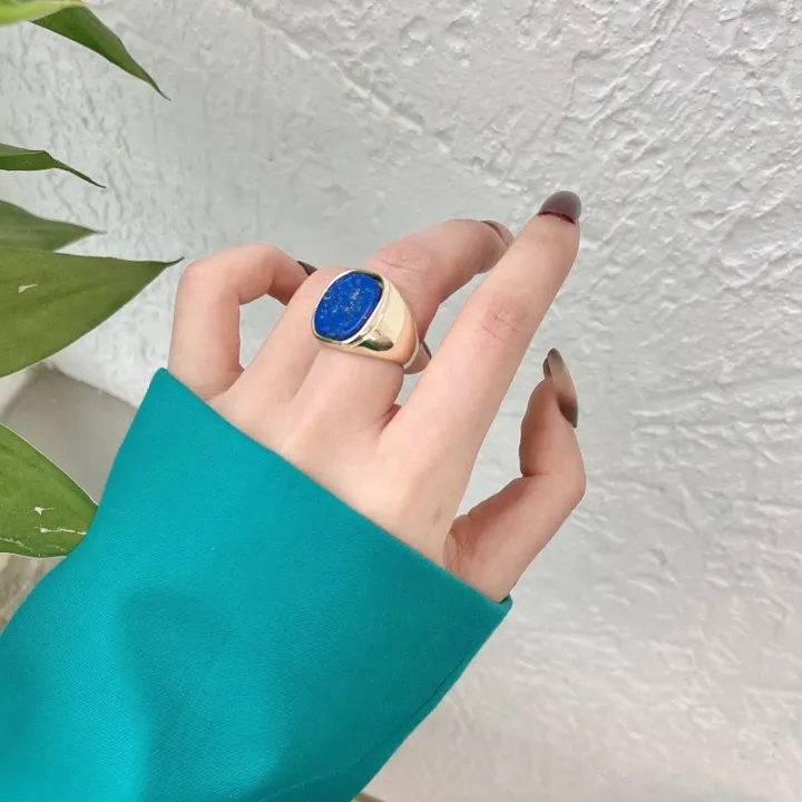 Beautiful Marble Rings Retro Large Marble Rings Creative Simple Square Rings Female | Daraz.pk