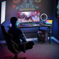 60 inch" Gaming Desk, Ergonomic Wing Shaped Gaming Computer Desk with Hoster Holder Headphone Hook for Home Office, Black (custimzed). 