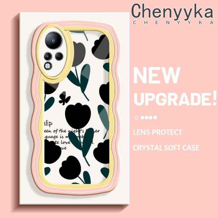 chenyyka%20For%20Infinix%20Note%2011%20Case%20Fashion%20Flower%20Pattern%20Colorful%20Lovely%20Cream%20Wave%20Border%20Soft%20Clear%20Shockproof%20Phone%20Cases%20Creative%20Camera%20Transparent%20Casing%20Simple%20Gentle%20Protective%20Cover%20-%20Image%202