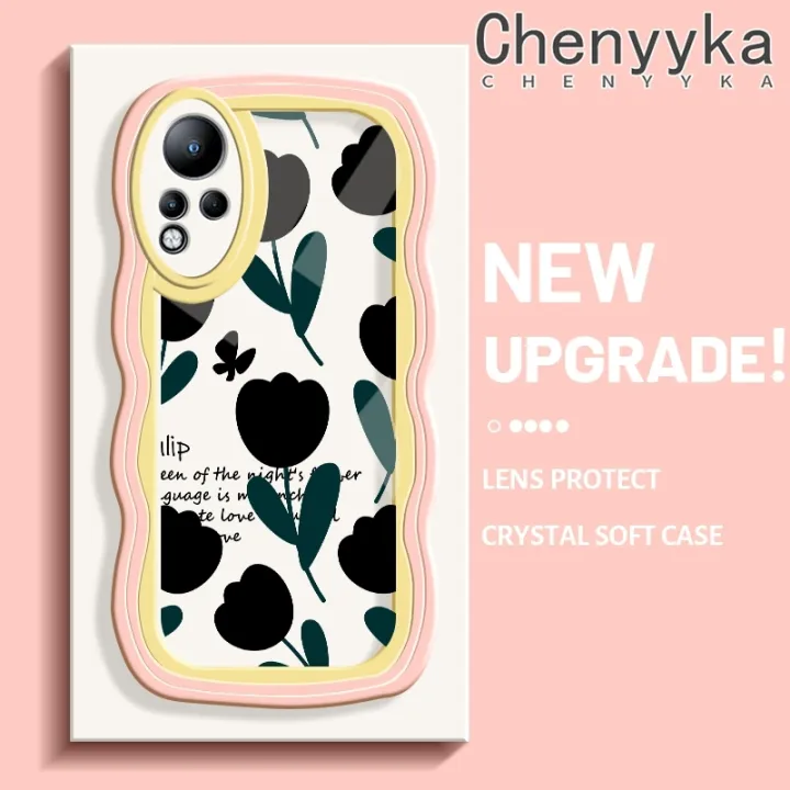 chenyyka%20For%20Infinix%20Note%2011%20Case%20Fashion%20Flower%20Pattern%20Colorful%20Lovely%20Cream%20Wave%20Border%20Soft%20Clear%20Shockproof%20Phone%20Cases%20Creative%20Camera%20Transparent%20Casing%20Simple%20Gentle%20Protective%20Cover%20-%20Image%202