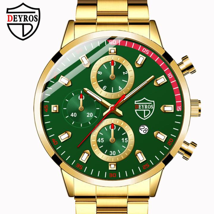 DEYROS trendy men's watch fashion stainless steel calendar watch student luminous hands quartz watch cross-border