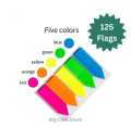 Arrow Tags Sticky Flags Translucent - Multicolour 125 Flags - Neon Bright Colored Sticky Page Maker For Documents & Notebooks. 
