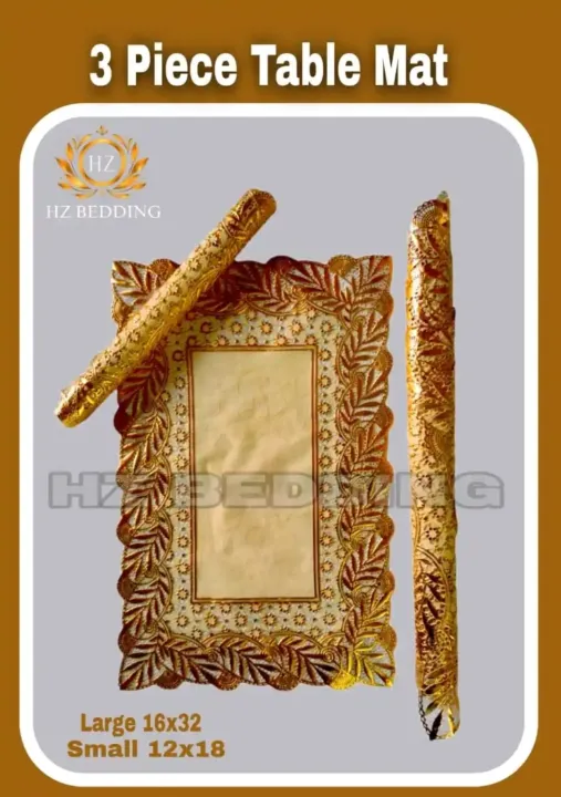Product%20details%20of%203pcs%20center%20table%20dressing%20table%20mat%20side%20Table%20Mat%20Golden%20Large%20pcs%20size(15%C3%9736)%20And%20small%202pcs%20size(12%C3%9718)%20Inches%20material%20vinyl%20soft%20plastic%20Premium%20Size%201%20Large%20width%2015"%20x%20length%2036"2%20Small%20width%2012"%20x%20length%2018"Material%20:%20PVCFeatur%20-%20Image%202