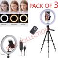 Pack Of 3 3120 Tripod Black 26 CM LED Ring Light And YunTeng Bluetooth Remote Shutter. 