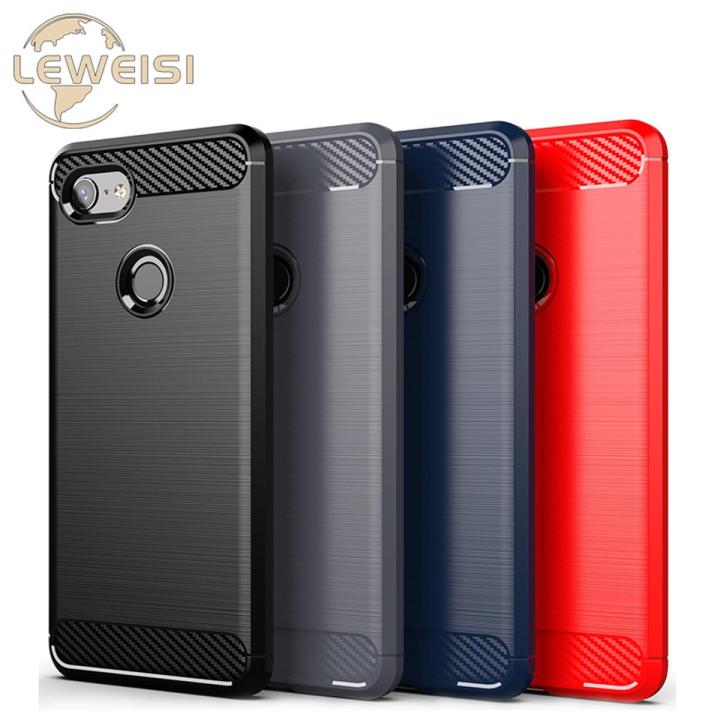 Leweisi Carbon Fiber Bumper Phone Case For Google Pixel 3 XL Back Cover Coque Shockproof Protective
