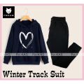 Big Heart Printed Tracksuit Thick Fleece Fabric Hoodie & Trouser for Winter Elegant Trendy Wear Track Suit for Men_Women. 