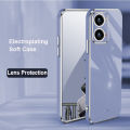 For OPPO A76 Back Cover + Wrist Strap Luxury Shiny Plating Square Shockproof Bumper Camera Lens Protection Soft TPU Silicone Phone Case. 