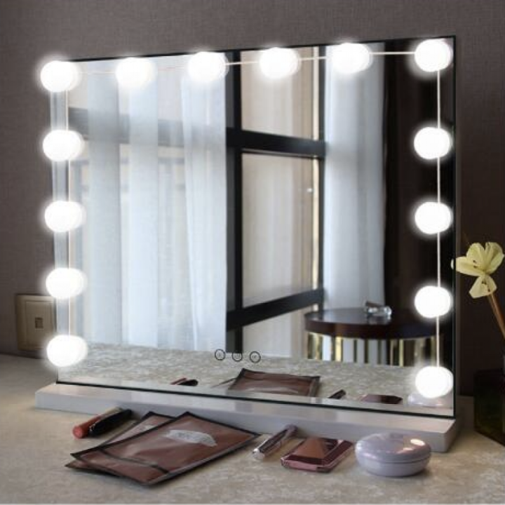 LED Vanity Lights, Hollywood Style LED Vanity Mirror Lights Makeup Light Kit with 10 Dimmable Light Bulbs & Adjustable Length USB Power Supply Plug in Lighting Fixture Strip for Makeup Dressing Table