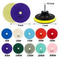 12Pcs 3 inch Diamond Polishing Pads Set Wet/Dry Polishing Kit for Stone Concrete Marble Floor Grinder Polisher. 