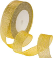 Glitter Ribbon 1 Inches Length 16 Meter Silver and Golden for Crafts, Gifts, Wrapping, Decorations & Arts. 