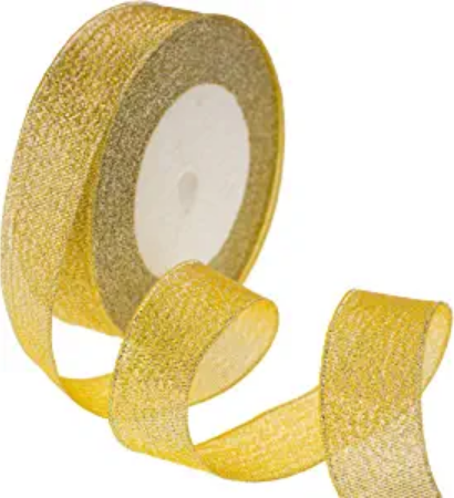 Glitter Ribbon 1 Inches Length 16 Meter Silver and Golden for Crafts, Gifts, Wrapping, Decorations & Arts
