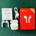 i15 white TWS Airpods_ with Super Sound & High Quality Touch Sensors True Stereo Headphones with Built in Mic 10m Transmission Bluetooth Wireless Earbuds , Charging Case Sport Headset for all Bluetooth Smart devices.. 