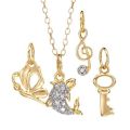 Superb Lot - 4 Superb Brand New Necklaces with Genuine Diamonds Beautifully Crafted in Gold plated Silver.. 