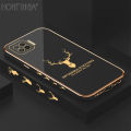 Hontinga for OPPO F17 A73 2020 Back Cover Luxury 6D Plating Lucky Side Pattern Shiny Case Soft Silicone Square Mobile Cover. 
