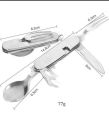 Stainless Steel Camping Folding Swiss Knife Outdoor Multitool Portable Pocket Fork Knife Spoon Box Cutter EDC Gadget Hand Tools. 