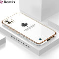 Jizetin (Free Lanyard) for Realme C11 2021 / C20 / C20A Cover Maple Leaf Luxury 6D Plating Soft Casing Silicone Square Frame Phone Case Shiny Bling Back Cover. 