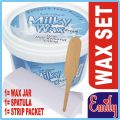 Emily ready to use hair removal wax cream herbal lemon honey blackberry milky creamy wax finger wax halawa wax Brazilian wax Italian wax skin tightening wax set creamy wax jar 450g with Wax Applicator Wooden Spatula and White Non-Woven Cotton 25 Strips. 