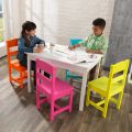 Vibrant Highlighter Table and 4 Chair Set - Durable Wooden Kids Furniture with Multicolor Chairs - Ideal for Play and Learning. 