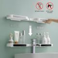 Storage Rack Rotatable Punch-free Bathroom Revolving Rack Wall-mounted Toilet Washstand Kitchen Wall Rack Bathroom Storage. 