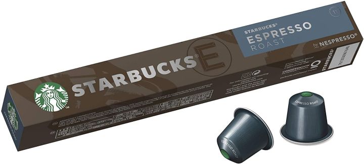 Starbucks by Nespresso Espresso Roast Coffee Pods 10 Capsules, Bag