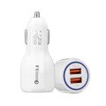 Car USB Charger Quick Charge 3.0 QC 3.0 2.0 Fast Charging Adapter Dual USB Car-Charger For All Mobiles White. 