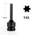 1Pcs New Metric 1/2 Inch Shank Electric Drill Socket Adapter Long Bit 78mm Length Torx Socket Cr-Mo Steel T20-T100 Socket Wrench. 