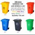 Dustbin 240 liters with wheels / Big size dustbin / dustbin big size / dustbin for outdoor garbage / Outdoor Garbage Bin with Wheels - 240 Liters - Wheeled Waste Trash Can - Outdoor Wheeled Dustbin - Heavy Duty. 