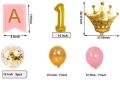 1st Birthday Girl Decorations WITH Gold Crown Balloons,Pink Gold Happy Birthday Banner, Confetti Balloons,Number 1 Birthday Balloons for Pink and Gold Party Supplies Decoration. 