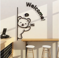 Hi Welcome Here 3D Wooden Wall Art | New Creative Laser Cut DIY Design Decoration Piece for Home Decor | Living Room and Office and Restaurants and Perfect for Gifts Items | Digi Delights. 