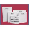 Instaorder - Square Canvas Pack of 5 - 4by4+6by6+8by8+10by10+ 12by12 For Painting - 100% Small White Cotton Stretched Canvas Panels for Painting - Arts - Craft - Small Canvas for kids. 