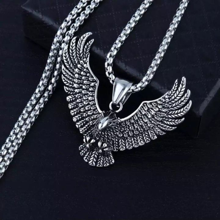 New%20High%20Quality%20Silver%20stainless%20steel%20Eagle%20Locket%20pendant%20Necklace%20For%20Men/Boys%20Top%20Trending%20-%20Image%202