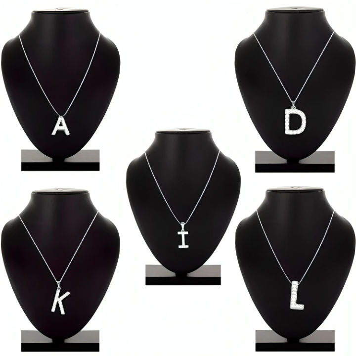 Silver Stainless Steel Alphabet Necklace/Locket/Pendants for Girls, boys, men & Women with Chain - A to Z Your Name Alphabets