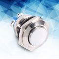 Practical Stainless Steel Push Button Switch 16MM Reset High Round Head Metal Switch Flat Top Self-Resetting Switch Doorbell Replacement. 