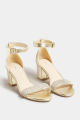 Women Fashion Gold Diamante Block Heel Shoes In Standard Fit White & Golden. 