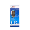 Atom Blood Glucose Glucometer Sugar Test Machine Strips 50 of Foil Packing. 