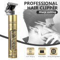 HIGH QUALITY T9 HAIR TRIMMER FOR MEN | VINTAGE METAL BODY TRIMMER | Dragon Style USB Rechargeable Electric Cutting Machine (Golden) | CLIPPER and T9 cordless Hair Trimmer Set. 