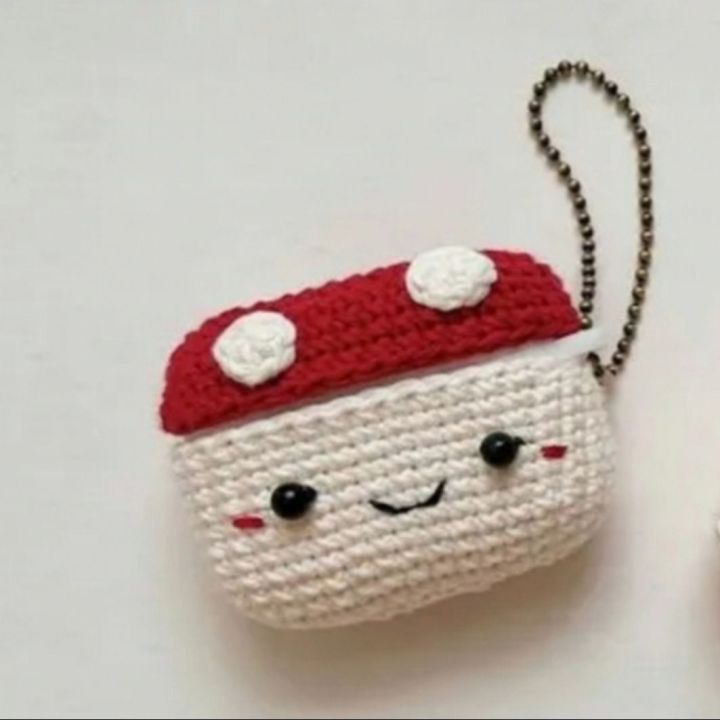 cute mushroom crochet airpods case
