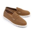 Stylish Suede Loafers for Men | Comfortable Slip-On Casual Shoes with White Sole - Ideal for Daily Wear. 
